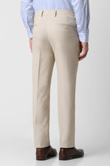 Men's Beige Formal Solid Slim Fit Trouser