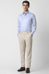 Men's Beige Formal Solid Slim Fit Trouser