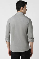 Men's Grey Casual Slim Fit Solid Full Sleeves Shirt