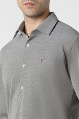 Men's Grey Casual Slim Fit Solid Full Sleeves Shirt