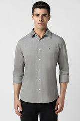 Men's Grey Casual Slim Fit Solid Full Sleeves Shirt