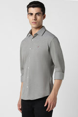 Men's Grey Casual Slim Fit Solid Full Sleeves Shirt