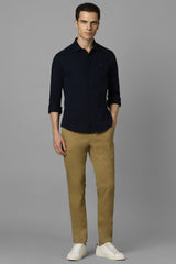 Men's Navy Casual Solid Slim Fit Full Sleeves Shirt