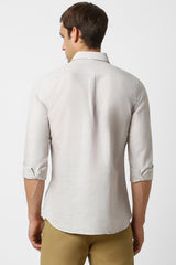 Men's Beige Casual Slim Fit Solid Full Sleeves Shirt