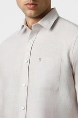 Men's Beige Casual Slim Fit Solid Full Sleeves Shirt