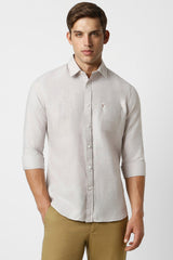Men's Beige Casual Slim Fit Solid Full Sleeves Shirt