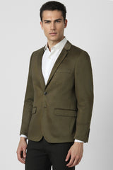 Men's Green Formal Solid Full Sleeves Blazer