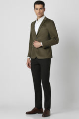 Men's Green Formal Solid Full Sleeves Blazer