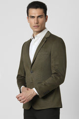 Men's Green Formal Solid Full Sleeves Blazer