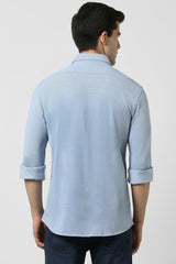 Men's Blue Casual Slim Fit Solid Full Sleeves Shirt