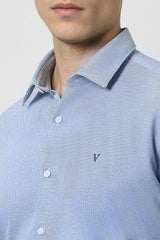 Men's Blue Casual Slim Fit Solid Full Sleeves Shirt
