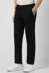 Men's Black Casual Solid Slim Fit Trouser