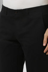 Men's Black Casual Solid Slim Fit Trouser