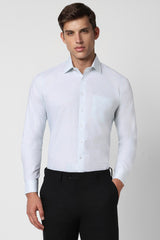 Men's Blue Work Slim Fit Solid Full Sleeves Shirt
