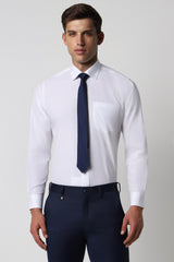 Men's White Work Regular Fit Solid Full Sleeves Shirt