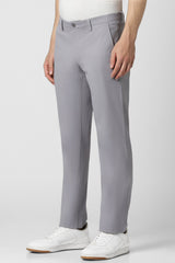 Men's Grey Casual Solid Slim Fit Trouser