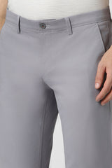 Men's Grey Casual Solid Slim Fit Trouser