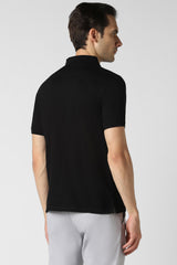 Men's Black Casual Regular Fit Solid Half Sleeves Polo Tshirt