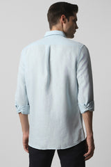 Men's Blue Casual Slim Fit Solid Full Sleeves Shirt