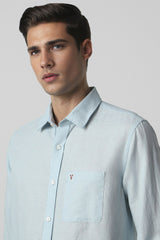 Men's Blue Casual Slim Fit Solid Full Sleeves Shirt