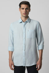 Men's Blue Casual Slim Fit Solid Full Sleeves Shirt