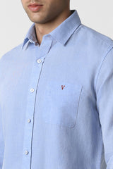 Men's Blue Casual Slim Fit Solid Full Sleeves Shirt