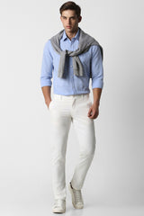 Men's Blue Casual Slim Fit Solid Full Sleeves Shirt