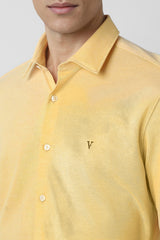 Men's Yellow Casual Slim Fit Solid Full Sleeves Shirt