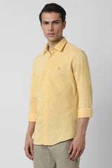 Men's Yellow Casual Slim Fit Solid Full Sleeves Shirt