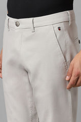 Men's Grey Casual Solid Slim Fit Trouser