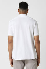 Men's White Casual Slim Fit Solid Half Sleeves Shirt