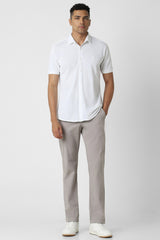 Men's White Casual Slim Fit Solid Half Sleeves Shirt