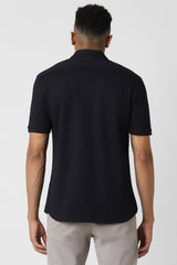 Men's Navy Casual Slim Fit Solid Half Sleeves Shirt