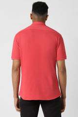 Men's Pink Casual Slim Fit Solid Half Sleeves Shirt