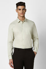 Men's Green Work Regular Fit Solid Full Sleeves Shirt