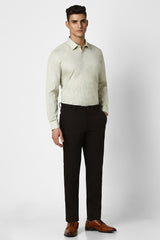 Men's Green Work Regular Fit Solid Full Sleeves Shirt