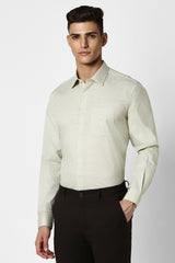 Men's Green Work Regular Fit Solid Full Sleeves Shirt
