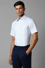 Men's Blue Casual Half Sleeves Shirt
