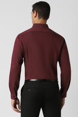 Men's Red Work Slim Fit Solid Full Sleeves Shirt