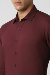 Men's Red Work Slim Fit Solid Full Sleeves Shirt