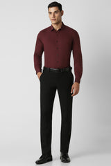 Men's Red Work Slim Fit Solid Full Sleeves Shirt