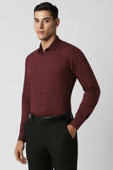 Men's Red Work Slim Fit Solid Full Sleeves Shirt
