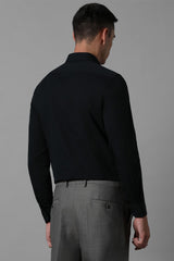 Men's Black Formal Solid Regular Fit Full Sleeves Shirt