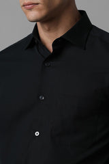 Men's Black Formal Solid Regular Fit Full Sleeves Shirt