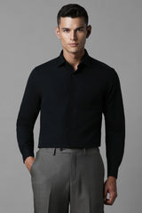 Men's Black Formal Solid Regular Fit Full Sleeves Shirt