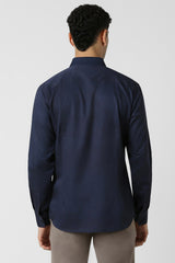 Men's Navy Party Slim Fit Printed Full Sleeves Shirt