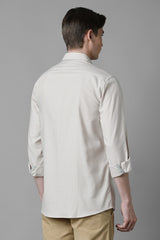 Men's Beige Casual Solid Slim Fit Full Sleeves Shirt