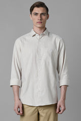 Men's Beige Casual Solid Slim Fit Full Sleeves Shirt