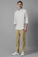 Men's Beige Casual Solid Slim Fit Full Sleeves Shirt