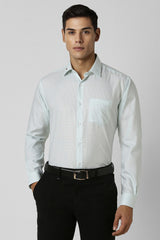 Men's Green Work Regular Fit Solid Full Sleeves Shirt